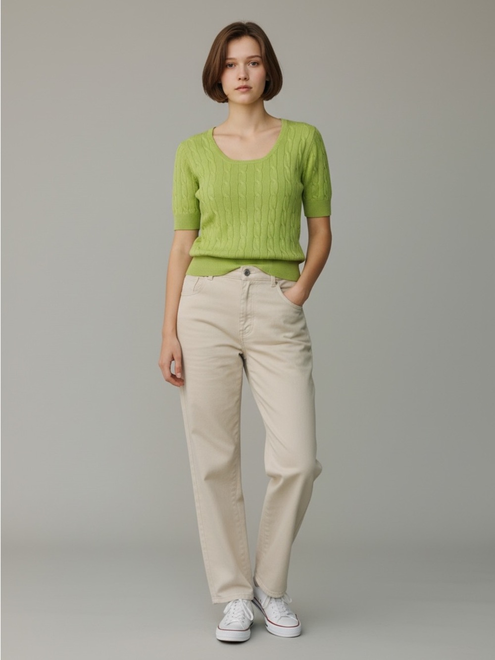NY&Co light green cable knit sweater